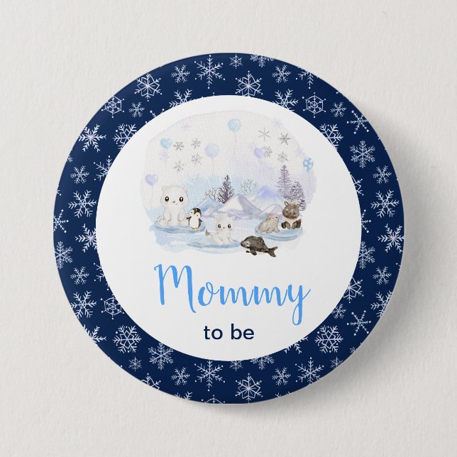 Winter Wonderland Arctic Animals Mummy To Be 7.5 Cm Round Badge (Front)