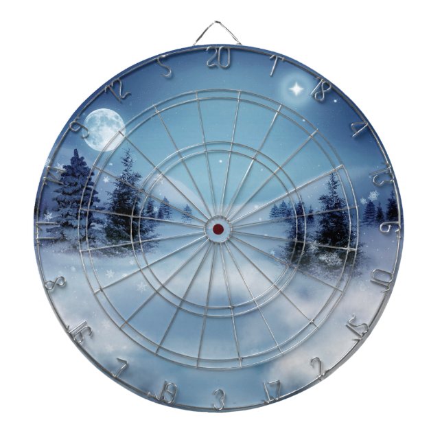 Winter Wonderland at Night Dartboard (Front)