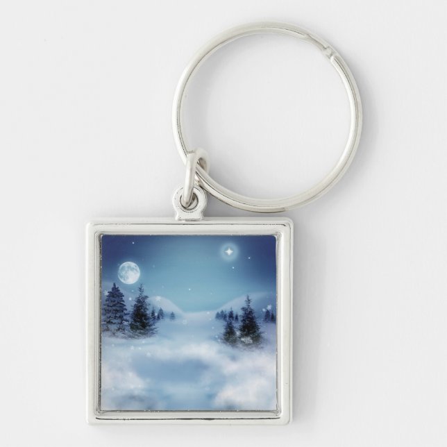 Winter Wonderland at Night Key Ring (Front)