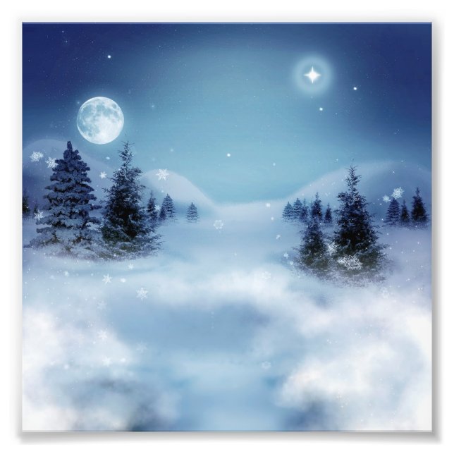 Winter Wonderland at Night Photo Print (Front)