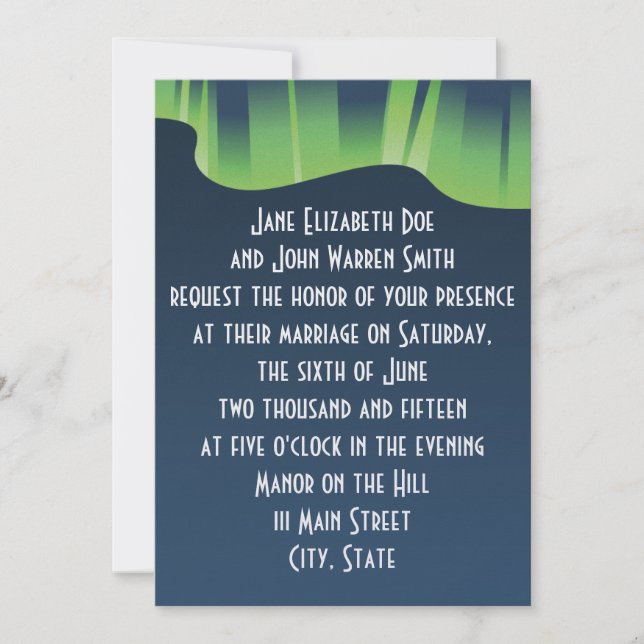 Winter Wonderland Aurora Wedding Invitation (Front)