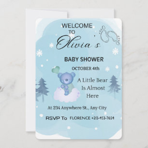 Winter Wonderland Baby Bear Shower Invitation Bl