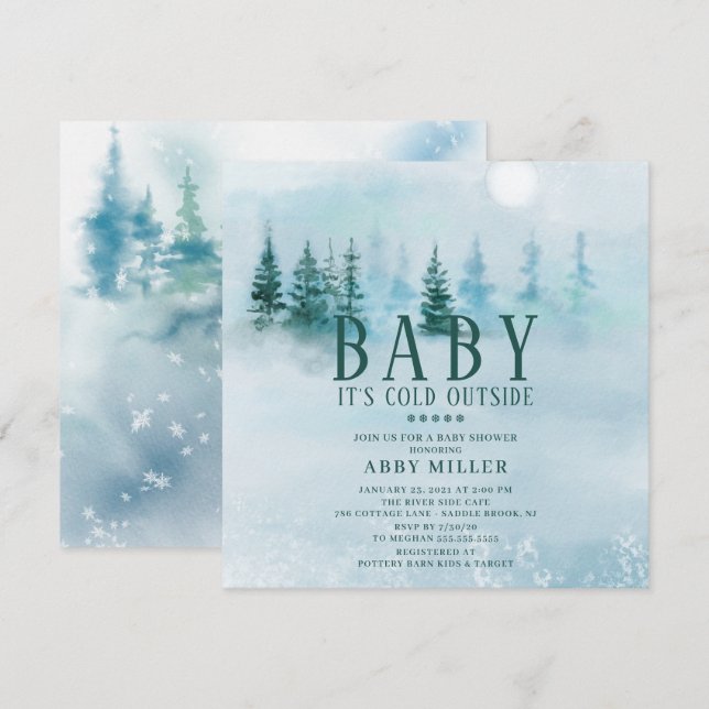 Winter Wonderland Baby It's Cold Outside Invitation (Front/Back)