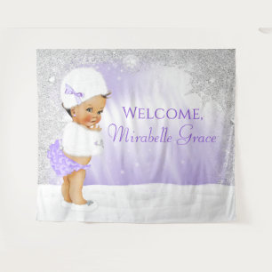Winter Wonderland Baby Shower Backdrop Ethnic Girl Tapestry