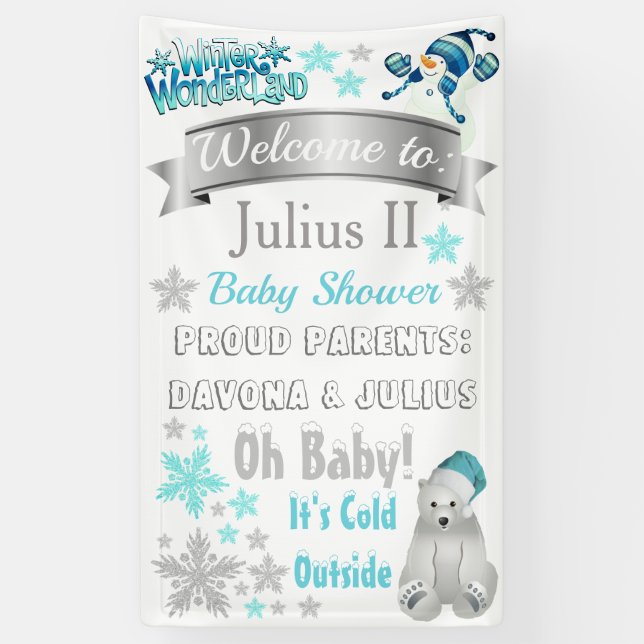 Winter Wonderland Baby Shower Banner (Vertical)