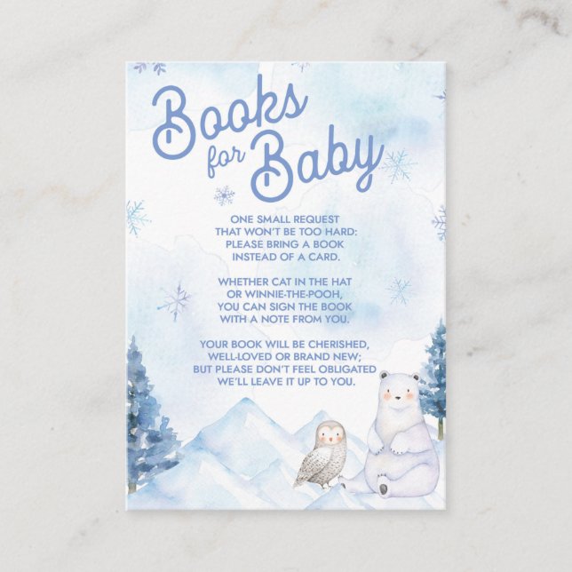 Winter Wonderland Baby Shower Books For Baby Enclosure Card (Front)