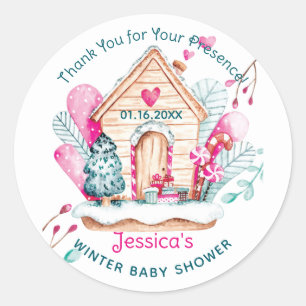 Winter Wonderland Baby Shower Classic Round Sticker