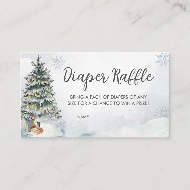 Winter Wonderland Baby Shower Diaper Raffle Enclosure Card (Front)