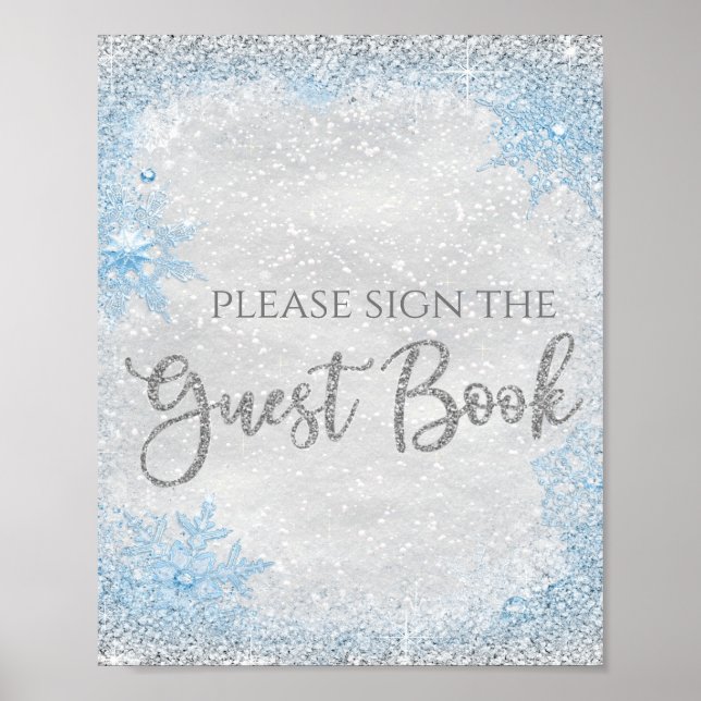 Winter Wonderland Baby Shower Guest Book Sign (Front)