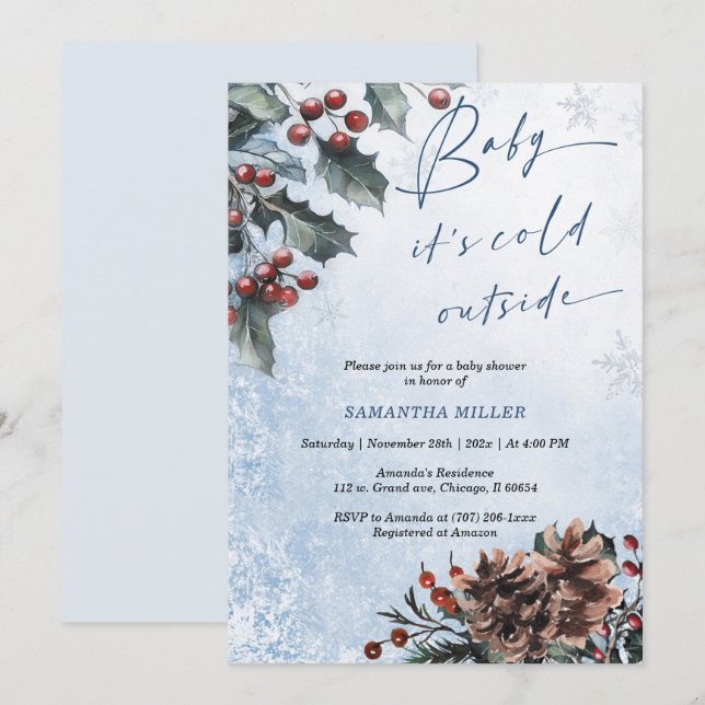 Winter Wonderland Baby Shower Invitation (Front/Back)