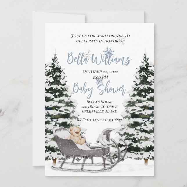 Winter Wonderland Baby Shower Invitation (Front)