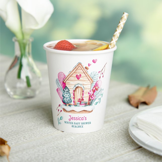 Winter Wonderland Baby Shower Paper Cups (Insitu)