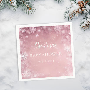 Winter Wonderland Baby Shower Pink Napkin
