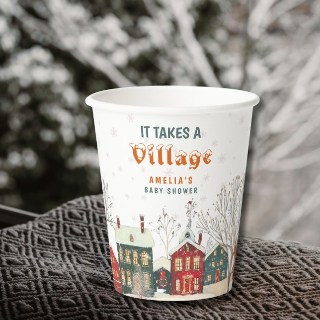 Winter Wonderland Baby Shower Snowy Village Paper Cups (Creator Uploaded)