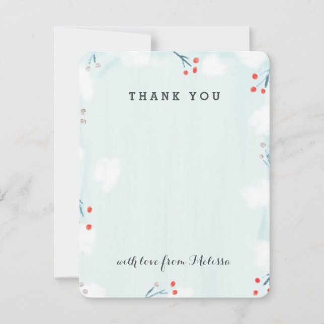 Winter Wonderland Baby Shower Thank You Card (Front)