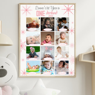 Winter Wonderland Baby's 1st Year Photo Collage
