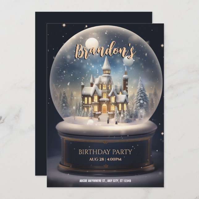Winter wonderland ball globe glass birthday  invitation (Front/Back)