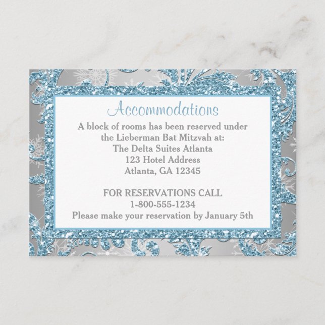 Winter Wonderland Bat Mitzvah Enclosure 2 Card (Front)