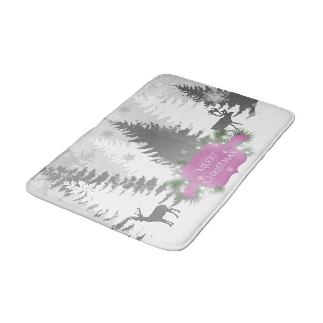Winter Wonderland Bath Mat - Magenta (Angled)