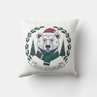 Winter Wonderland Bear – Cute Santa Hat Christmas Cushion
