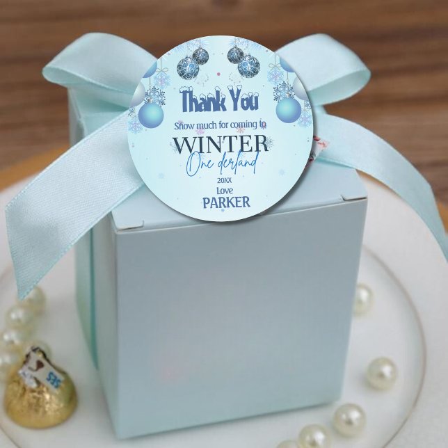 Winter Wonderland Birthday for boy Classic Round Sticker (Creator Uploaded)