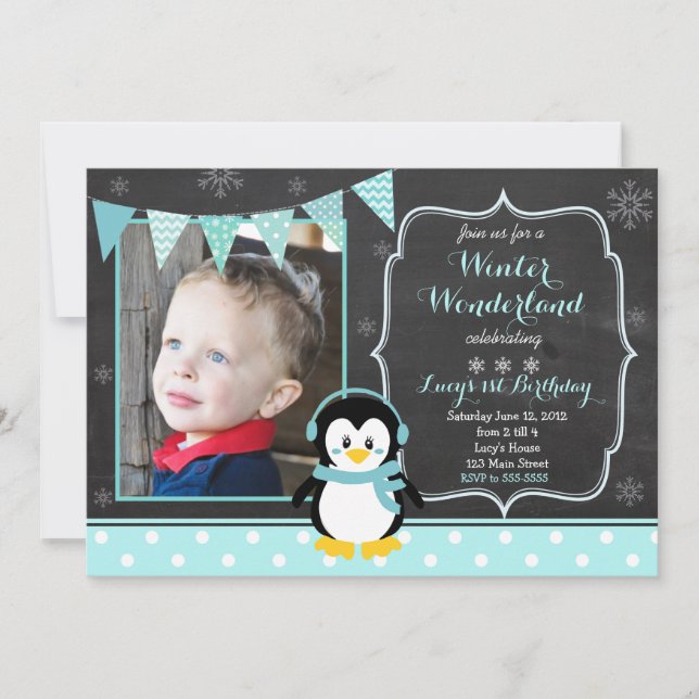 Winter Wonderland Birthday Invitation (Front)