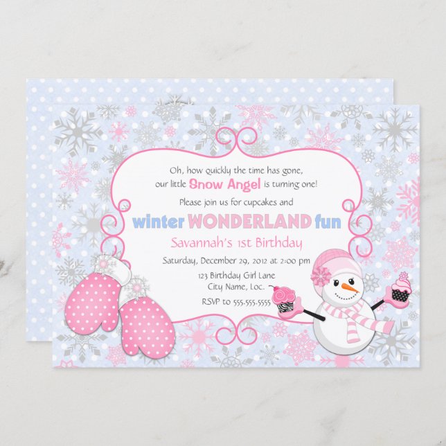 Winter Wonderland Birthday Invitation (Front/Back)