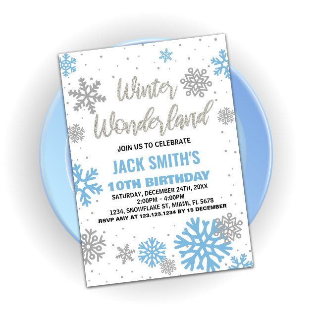 Winter Wonderland Birthday Invitations Blue White (Winter Wonderland Birthday Invitations Blue White)