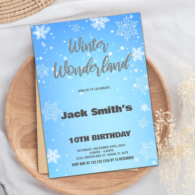 Winter Wonderland Birthday Invitations Silver Blue (Winter Wonderland Birthday Invitations Silver Blue)