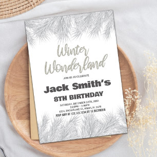 Winter Wonderland Birthday Invitations Silver Pine