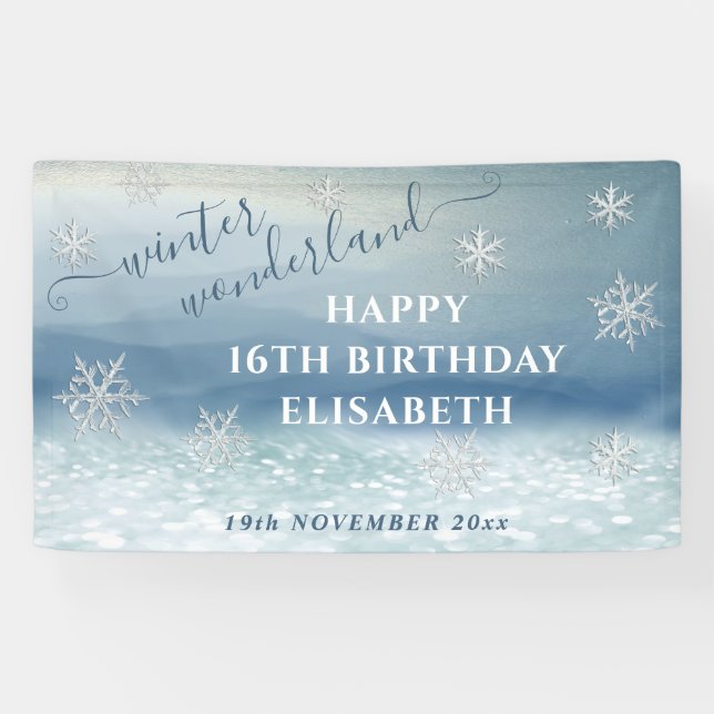 Winter wonderland birthday party banner (Horizontal)