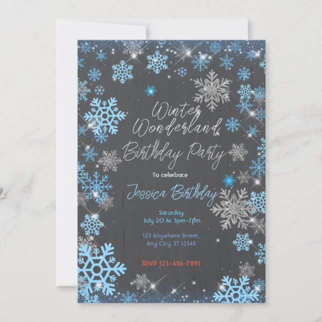 Winter Wonderland Birthday Party  Invitation (Front)