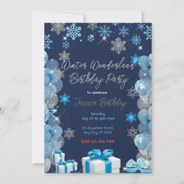 Winter Wonderland Birthday Party  Invitation (Front)
