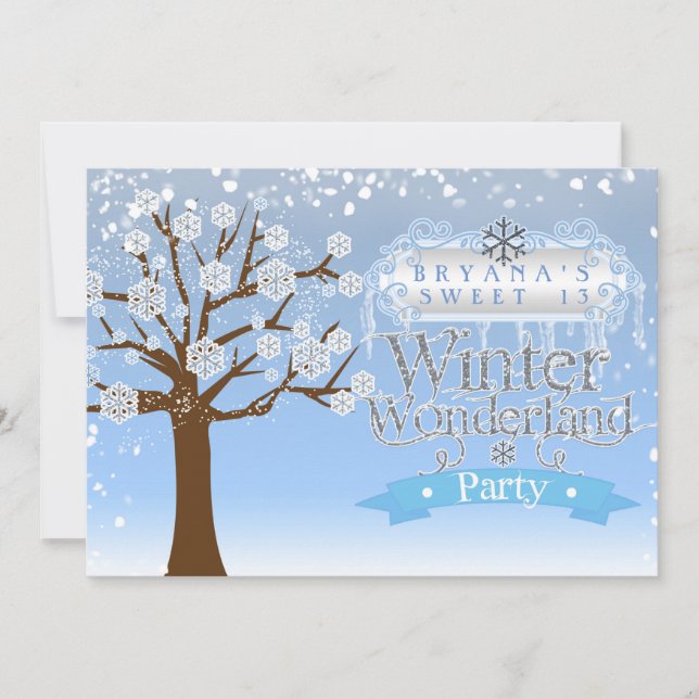 Winter Wonderland Birthday Party Photo Invitation (Front)