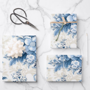 Winter Wonderland: Blue and White Christmas Tree Wrapping Paper Sheet