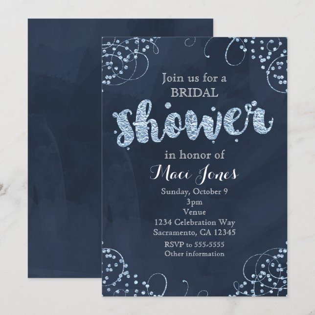 Winter Wonderland Blue Bridal Shower Invitation (Front/Back)