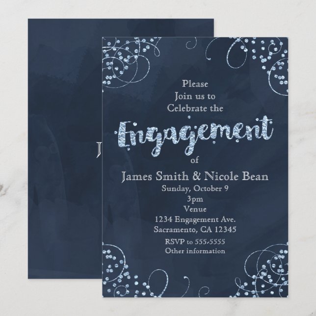 Winter Wonderland Blue Engagement Invitations (Front/Back)
