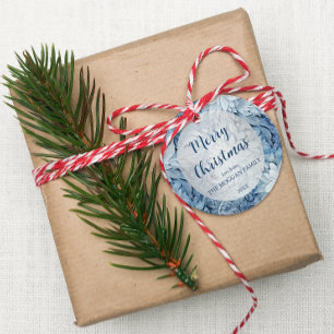 Winter Wonderland Blue frosty pattern Favour Tags
