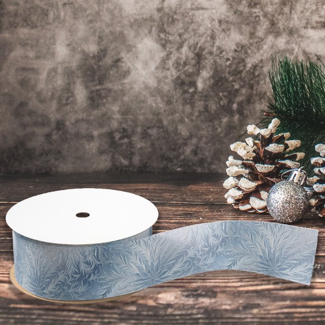 Winter Wonderland Blue frosty pattern Grosgrain Ribbon (Creator Uploaded)