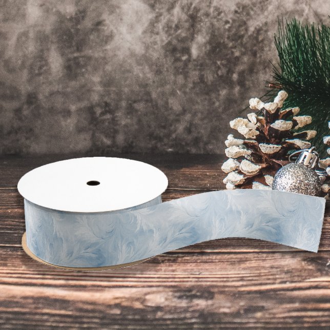 Winter Wonderland Blue frosty pattern Grosgrain Ribbon (Creator Uploaded)