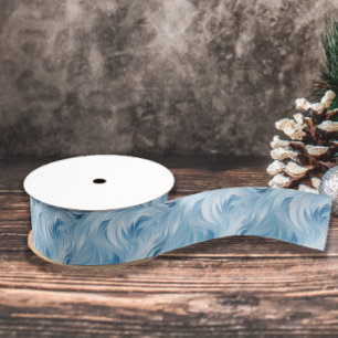Winter Wonderland Blue frosty pattern Grosgrain Ribbon