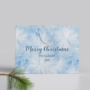 Winter Wonderland Blue frosty pattern Large Gift Bag