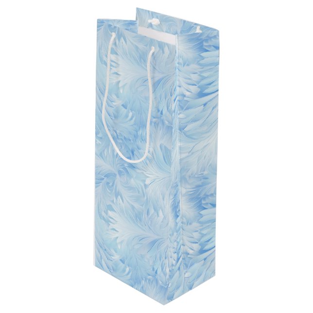 Winter Wonderland Blue frosty pattern Wine Gift Bag (Front Angled)