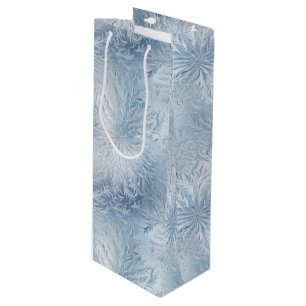 Winter Wonderland Blue frosty pattern Wine Gift Bag