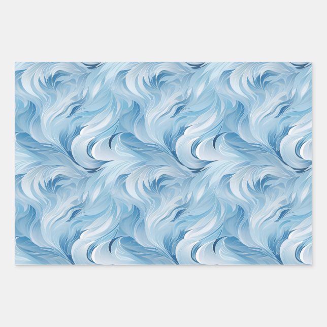 Winter Wonderland Blue frosty pattern Wrapping Paper Sheet (Front 2)