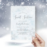 Winter Wonderland Blue Silver Snowflake Sweet 16 Invitation<br><div class="desc">This Sweet 16 Birthday Party invitation features a frozen blue ice design on both the front and back. This item is shown on standard paper, but can be customised to any colour paper you wish. There are many options for personalisation! Enter in your own information, or customise it to remove...</div>