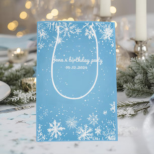 Winter Wonderland Blue Snowflake Birthday Medium Gift Bag