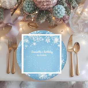 Winter Wonderland Blue Snowflake Napkin