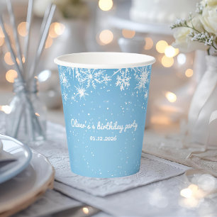 Winter Wonderland Blue Snowflake Paper Cups