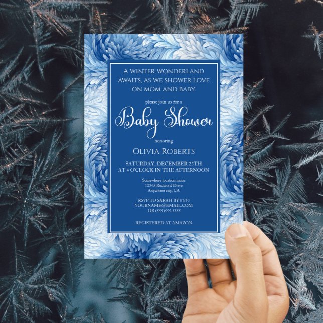 Winter Wonderland Blue Snowflakes Baby Shower Invitation (Creator Uploaded)